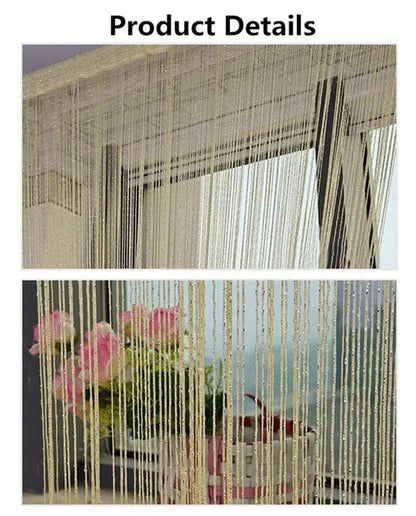 Fashion 200cm*100cm String Sparkle Curtains Fly Screen Fringe Tassel Curtain Room Divider Door Window Decor