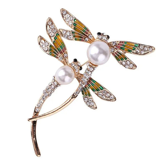 New Classic Painted Dragonfly Shell Pearl Insect Brooch Clothing Accessories Pin Brooches Women Girls Jewelry Gifts  65X50X20mm
