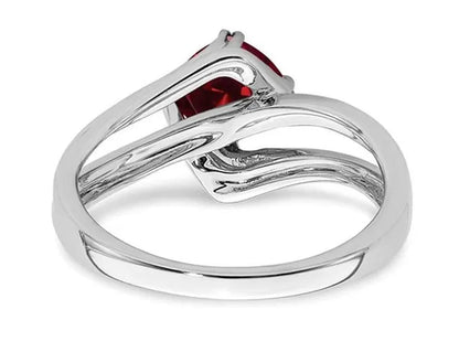 1.25 Carat (ctw) Lab Created Ruby Ring in 14K White Gold with Accent Diamonds