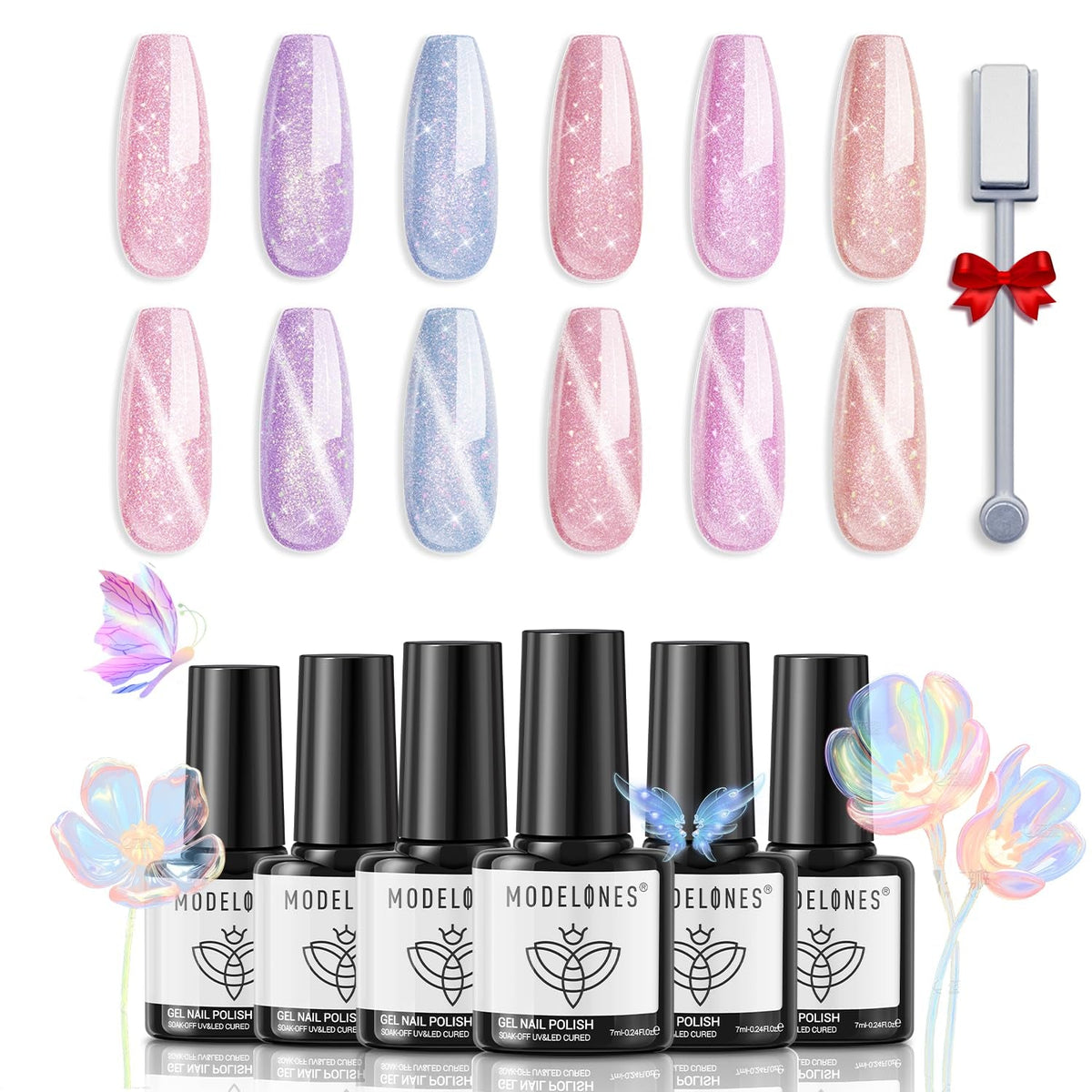 Gel Nail Polish Set, 6 Colors Easter Pastel Gel Polish Set with Nail Art Liner Brush, Soft Pink White Light Purple Blue Green Nude Spring Painting Nail Gel Polish Kit Mani DIY Salon Gifts