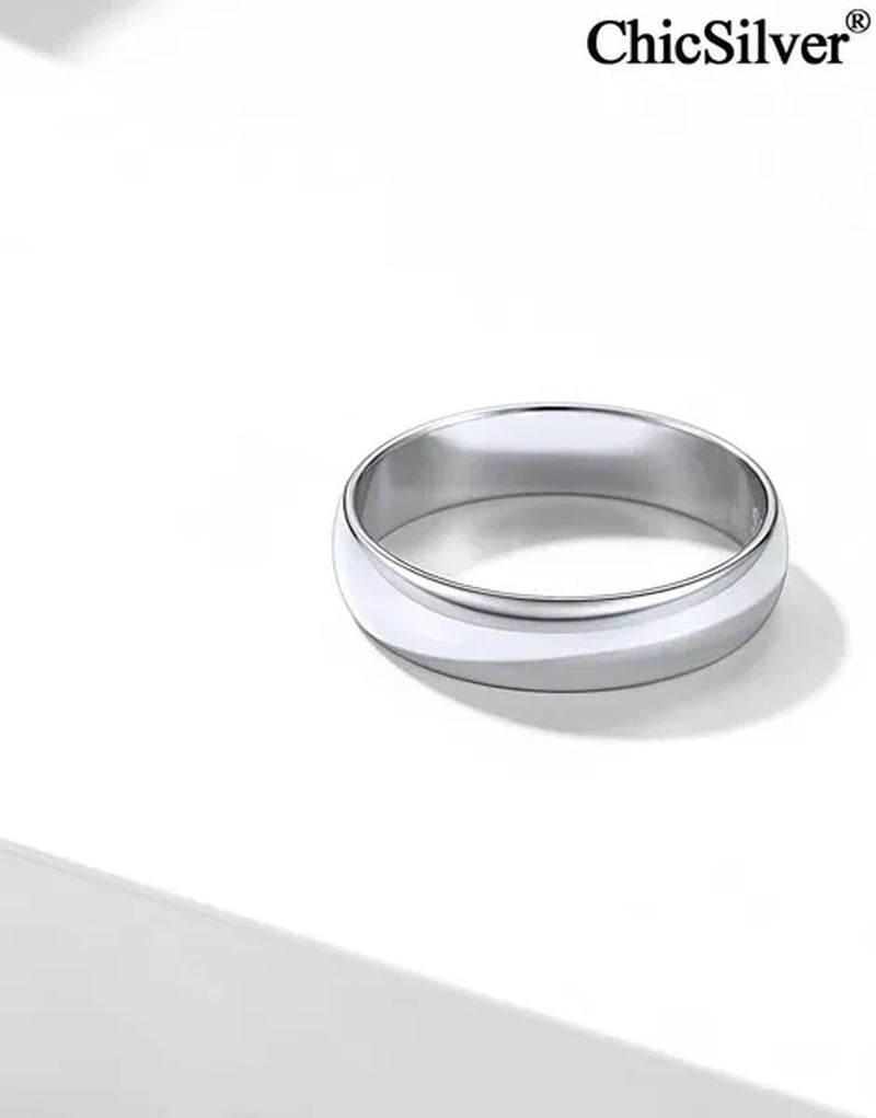ChicSilver 5mm 925 Sterling Silver Ring Classic Eternity Wedding Band Comfort Fit for Men Women High Polished