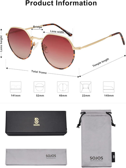 round Polygon Polarized Sunglasses for Women Men Retro Classic Vintage Panto Shades SJ1157