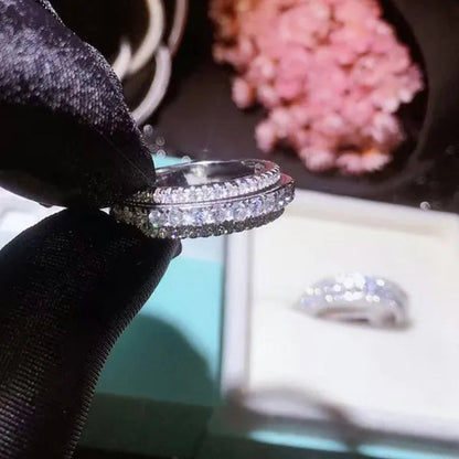 S925 Sterling Silver Micro Pave Diamond Eternity Rings for Women Bridal Engagement Wedding Ring Proposal Gift Jewelry