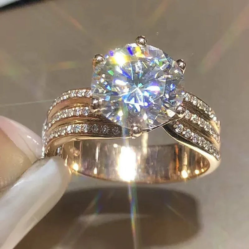 Fashion Delicacy Luxury Jewelry for Women Wedding Band Exquisite Round Cut zircon Engagement Anniversary Promise Rings