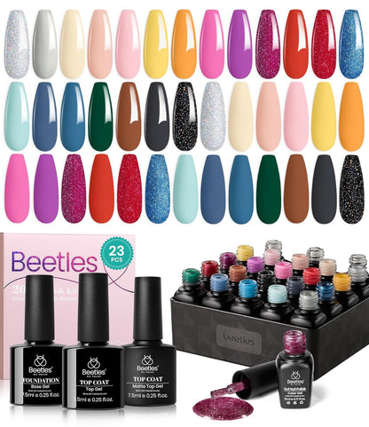 Nail Set 20 Colors Healing Elixir Collection Manicure Kit Pink Neutral Purple Blue Green Gel Nail Kit with 3Pcs Base Matte and Glossy Top Coat Soak off Uv for Women 2024 Ideal Gift