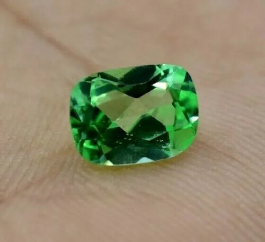 NATURAL GREEN SAPPHIRE 2.55 CT CERTIFICATE INC* 8 X 6 MM CUSHION CUT GEMSTONE