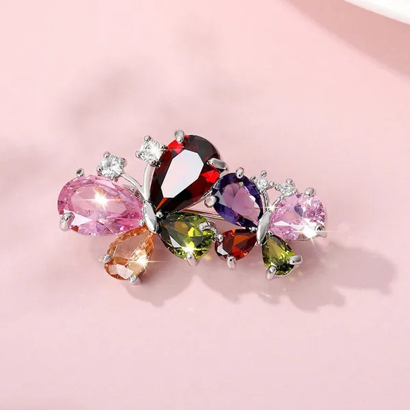 7 colors New Rhinestone Brooches for Women Butterfly Brooch Wedding Fashion Jewelry Gift Women Cute Zinc Crystal Butterfly Enamel Pin Accessories Arrow