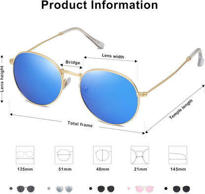 Small round Polarized Sunglasses for Women Men Classic Vintage Retro Shades UV400