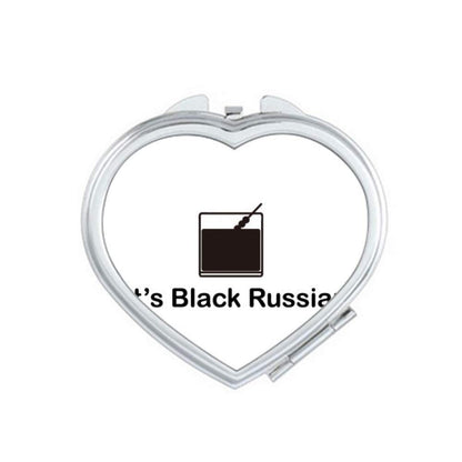 Black Russian Art Deco Gift Fashion Mirror Travel Magnification Portable Handheld Pocket Makeup