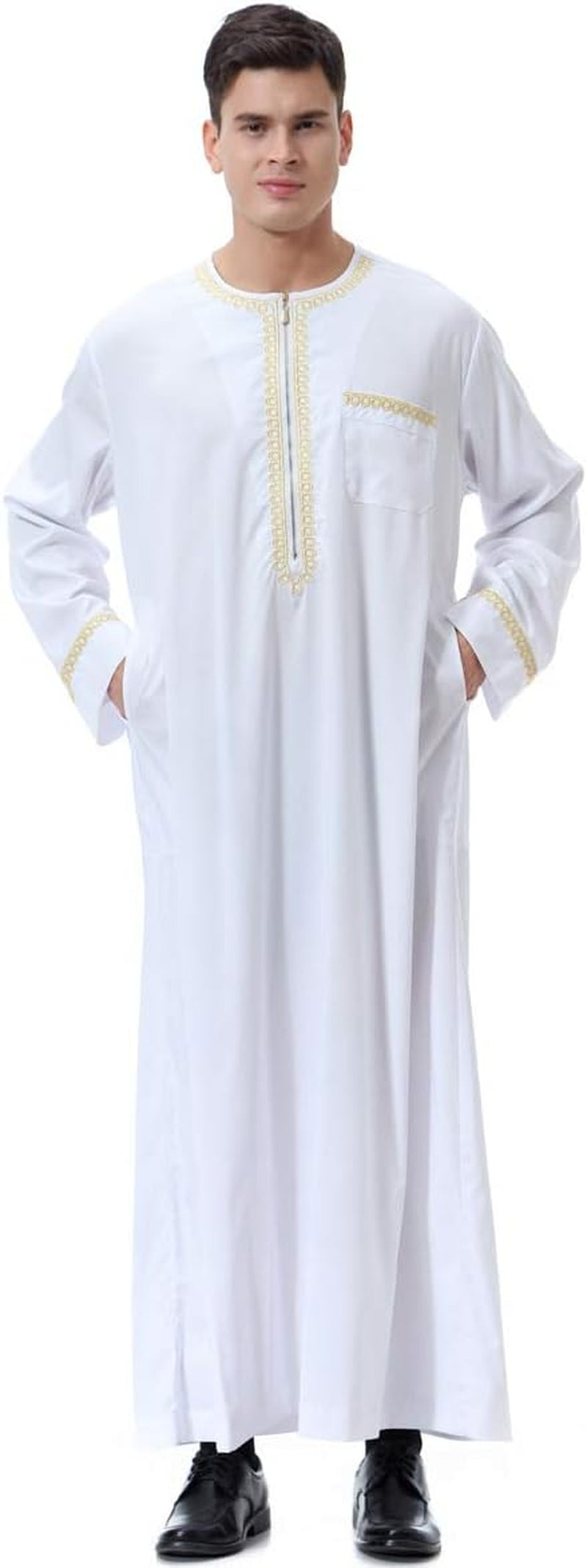 Men'S Muslim Clothes Durable Kaftan Robe Dubai Long Gown Ethnic Clothes,1Pc Soft Robe