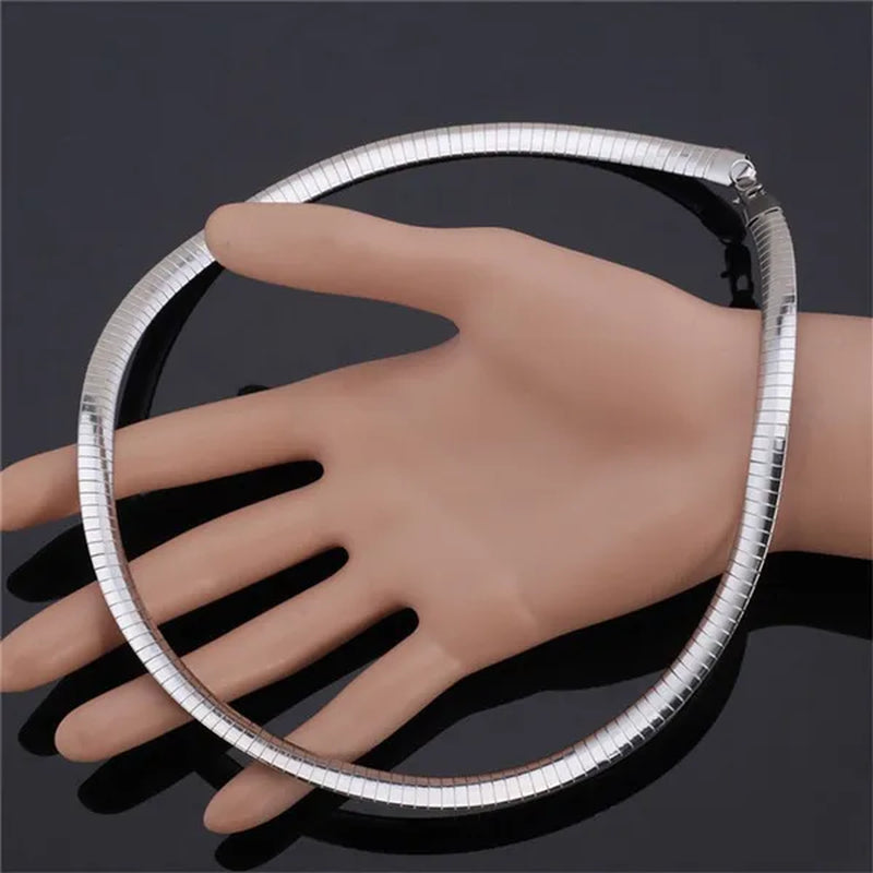 Trendy Women Jewelry Set Silver Gold Stainless Steel Choker Necklace Bracelet Set Suits