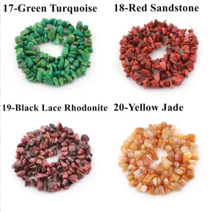 5-8MM natural stone irregular shape free-form chip beads tiger eye amethyst turquoise white crystal red coral Lapis lazuli used for jewelry making DIY bracelet 30"