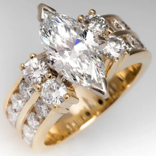 Exquisite Marquise Cut Zircon Rings for Women Engagement Rings Elegant Bridal Wedding Jewelry Gift