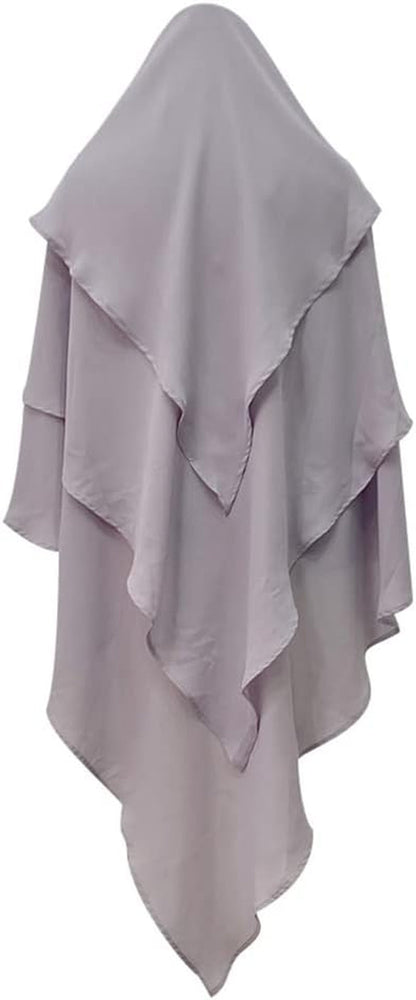 Long Khimar Hijab Scarf Wrap 3 Layer Abaya Jilbab Muslim Islam Women Niqab Jilbab Ramadan Eid Prayer Garment