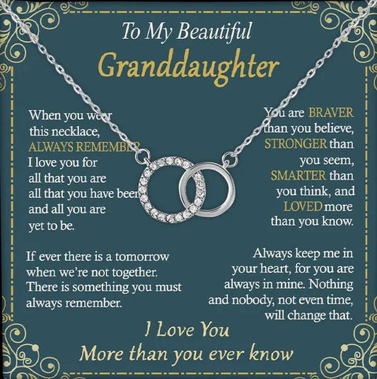 To My Beautiful Granddaughter 925 Sterling Silver Cubic Zirconia Perfect Pair Necklace Message Card Gifts Granddaughter Gifts