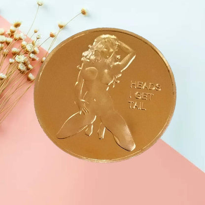 1Pcs Gold Head and Tail Challenge Coin Gilded Commemorative Coin Russian Sexy Nude Girl Coin Adult Decision Coin for Souvenir 4X4X0.3Cm Alloy