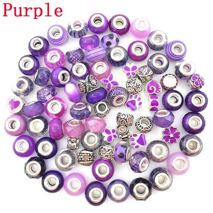 40/80pcs Fashion bracelet 925 Sterling Silver large hole beaded isolation beads Crystal bead DIY jewelry accessories.