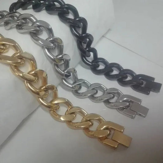 Gold / Black / silver stainless steel curb chain toggle bracelet bangle size : 15mm 21cm jewelry for men women