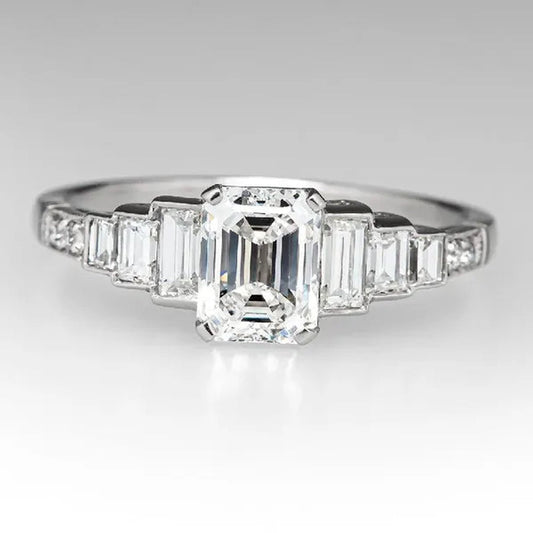 Square 925 Silver Plated Cubic Zirconia Ring Elegant Bridal Engagement Promise Rings Fashion Wedding Jewelry Party Gift