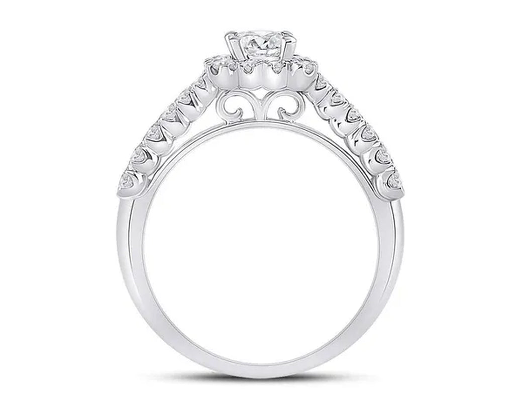 1.50 Carat (ctw G-H, I1-I2) Emerald-Cut Diamond Engagement Ring and Wedding Band in 14K White Gold