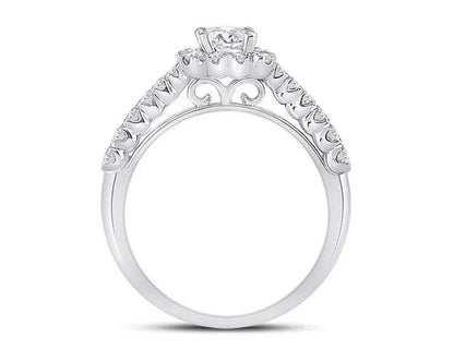 1.50 Carat (ctw G-H, I1-I2) Emerald-Cut Diamond Engagement Ring and Wedding Band in 14K White Gold