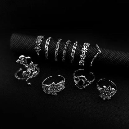New 60pcs Womens Rings Silver Gold Plated Rhinestone Vintage Jewelry Bohemian Style Finger Joint Ring Party Favor Gifts