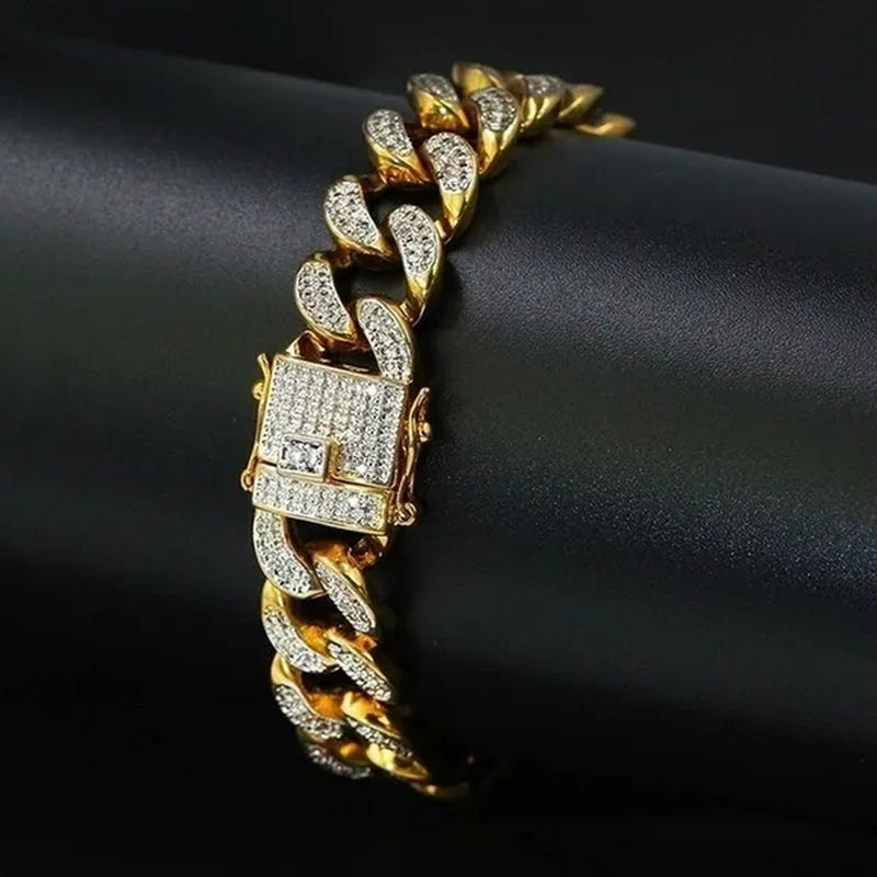 Christmas Mens Womens Diamond 925 Silver Plated Bracelet Hiphop &Curb Cuban Bracelets