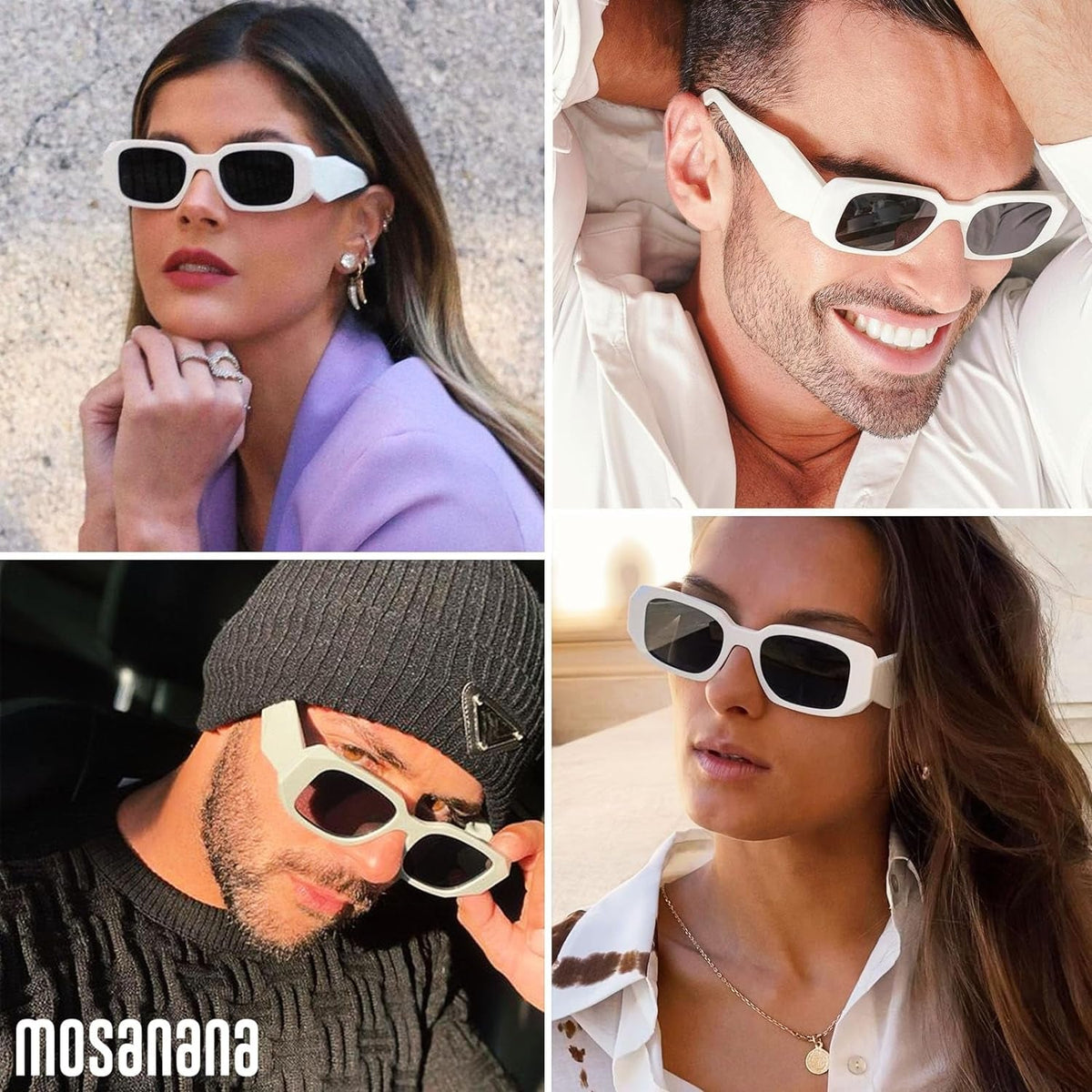 Trendy Rectangle Sunglasses for Women Men-Goulding