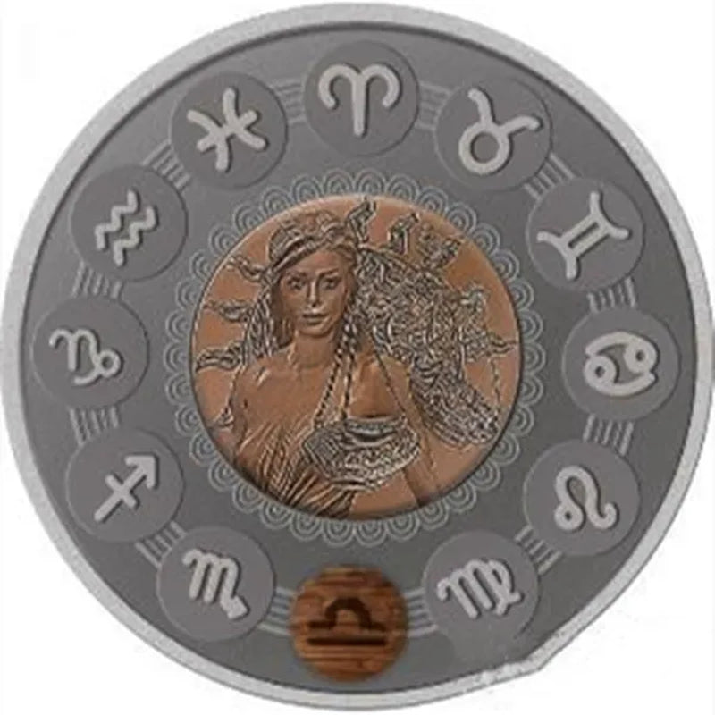 Zodiac 12 Constellation Relief Painting Commemorative Coins Replica Collectible Souvenir Gift
