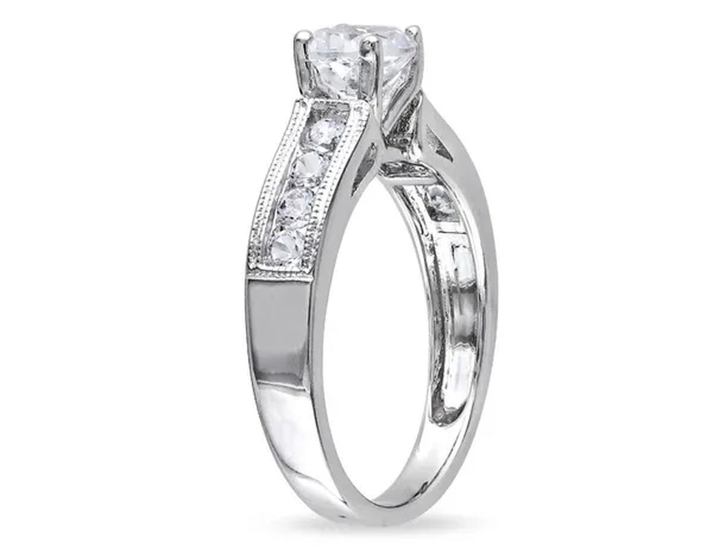 1.50 Carat (ctw) Lab-Created White Sapphire Engagement Ring in Sterling Silver