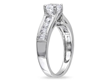 1.50 Carat (ctw) Lab-Created White Sapphire Engagement Ring in Sterling Silver