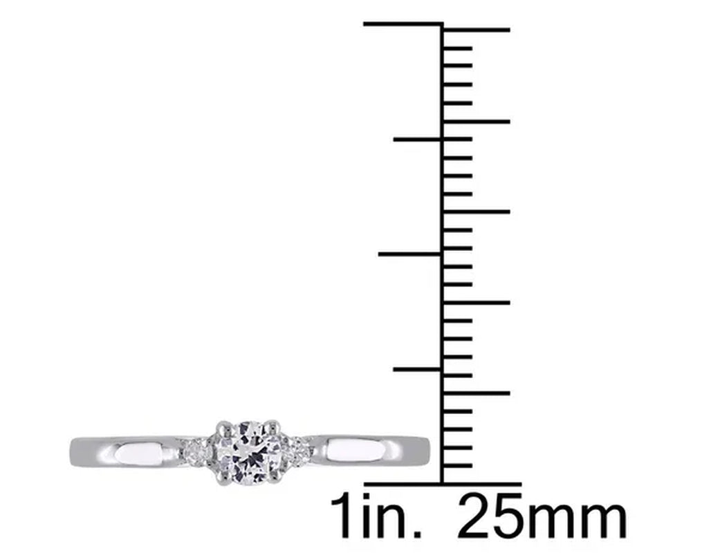 Created White Sapphire 1/4 Carat (ctw) Ring with Diamonds in Sterling Silver