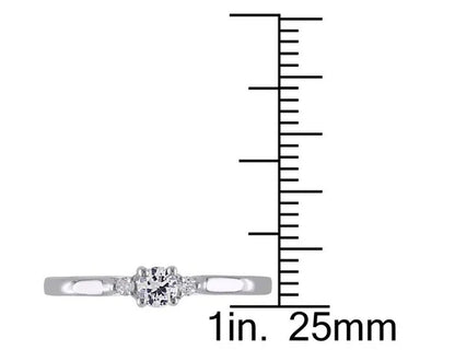 Created White Sapphire 1/4 Carat (ctw) Ring with Diamonds in Sterling Silver