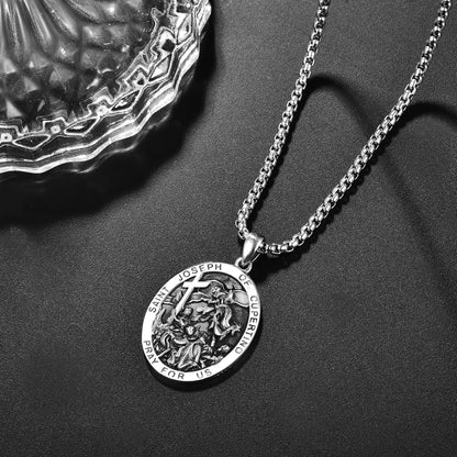 925 Sterling Silver Patron Saint Medals | Amulet Necklace Protection Jewelry for Men with 2.5Mm 22"+2" Rolo Chain
