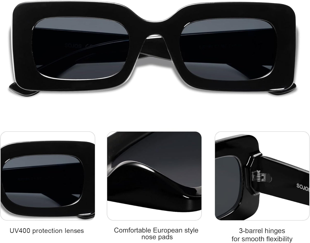 Retro 90S Nude Rectangle Sunglasses Womens Mens Trendy Chunky Glasses