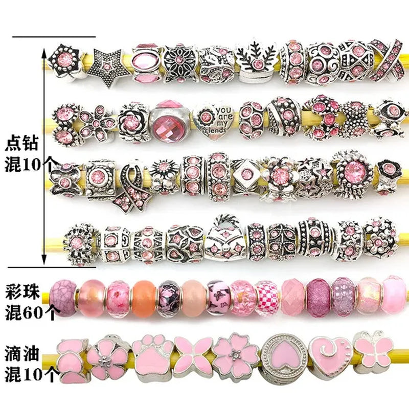 40/80pcs Fashion bracelet 925 Sterling Silver large hole beaded isolation beads Crystal bead DIY jewelry accessories.