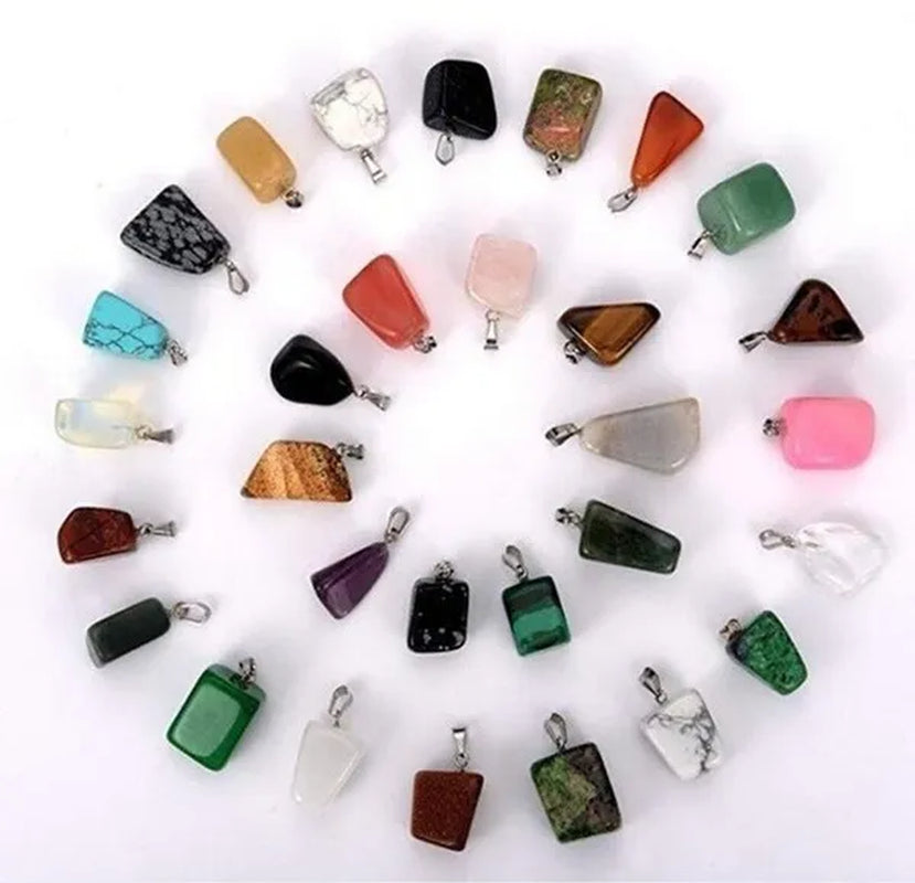 3/6/12/30 PCS Irregular Shape Chakra Stone Pendant Natural Crystal Quartz Stone Pendant Healing Crystal Gem Pendant for Women Girls