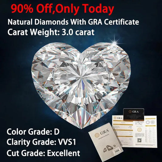 Natural Diamonds D Color Real Heart Cut Loose VVS1 Excellent Clarity Natual Diamonds with GRA Certificate Report and Card 1.0 Carat/ 2.0 Carat /3.0 Carat/4.0 Carat/5.0 Carat