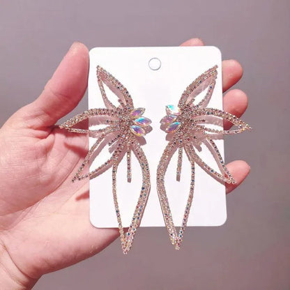 New Exaggerated Rhombus Glitter Crystal Diamond Earrings Creative Fashion Ladies Pendant Earrings Jewelry