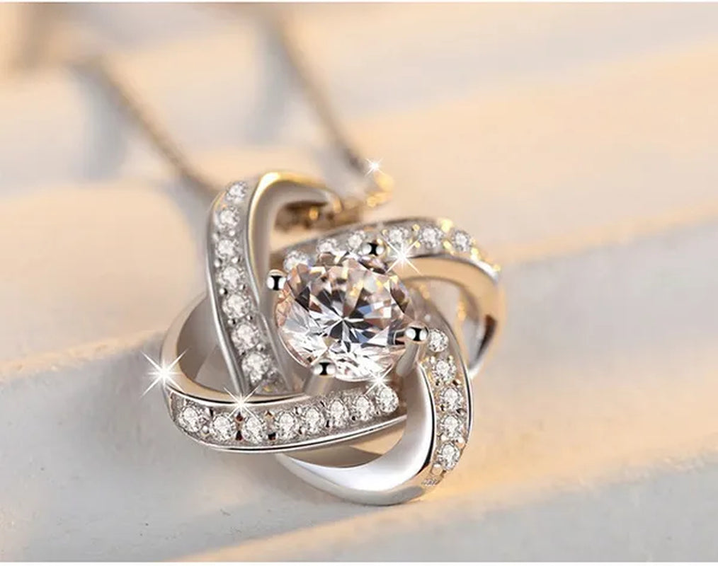 To My Grandma S925 Sterling Silver Cubic Zirconia Knot Necklace Message Card Gifts Grandma Gifts