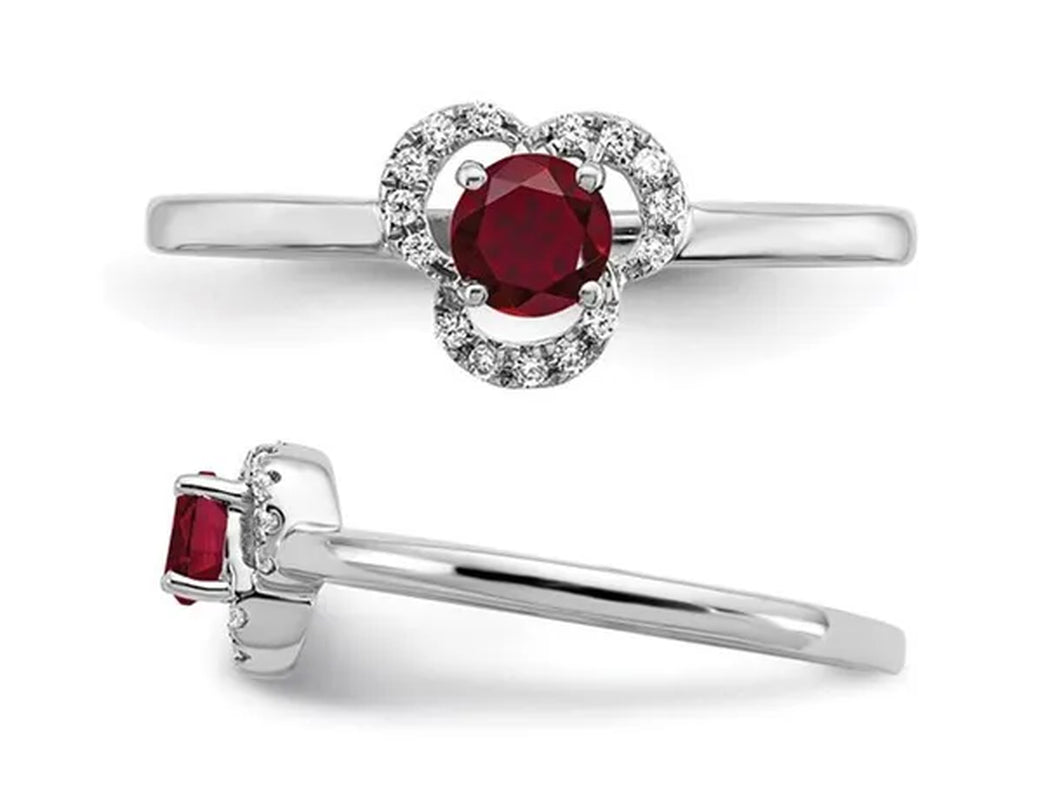 2/5 Carat (ctw) Lab Created Solitaire Ruby Ring in 10K White Golld