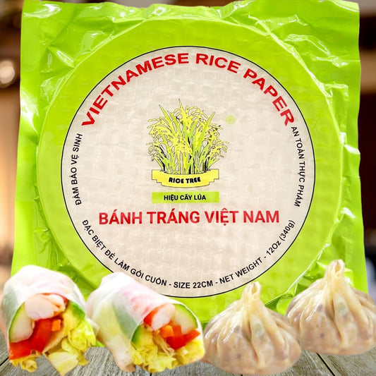 35 Sheets of Premium Rice Papers Wrappers (米纸) for Spring Rolls (春卷), Wonton (餛飩), Egg-Rolls (蛋卷), Lumpia, Samosa, Dumpling, Sushi; Low Carb, Gluten-Free, 22Cm round (1PACKS 12 Oz)