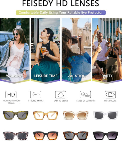 Classic Women Sunglasses Fashion Thick Square Sun Glasses Chunky Frame UV400 B2471