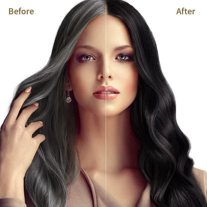 MEIDU Black Hair Dye Shampoo for Gray Hair, Semi-Permanent Hair Color Shampoo for Women and Men, Herbal and No Ammonia, 3 in 1-100% Grey Coverage(16.9 Fl Oz)