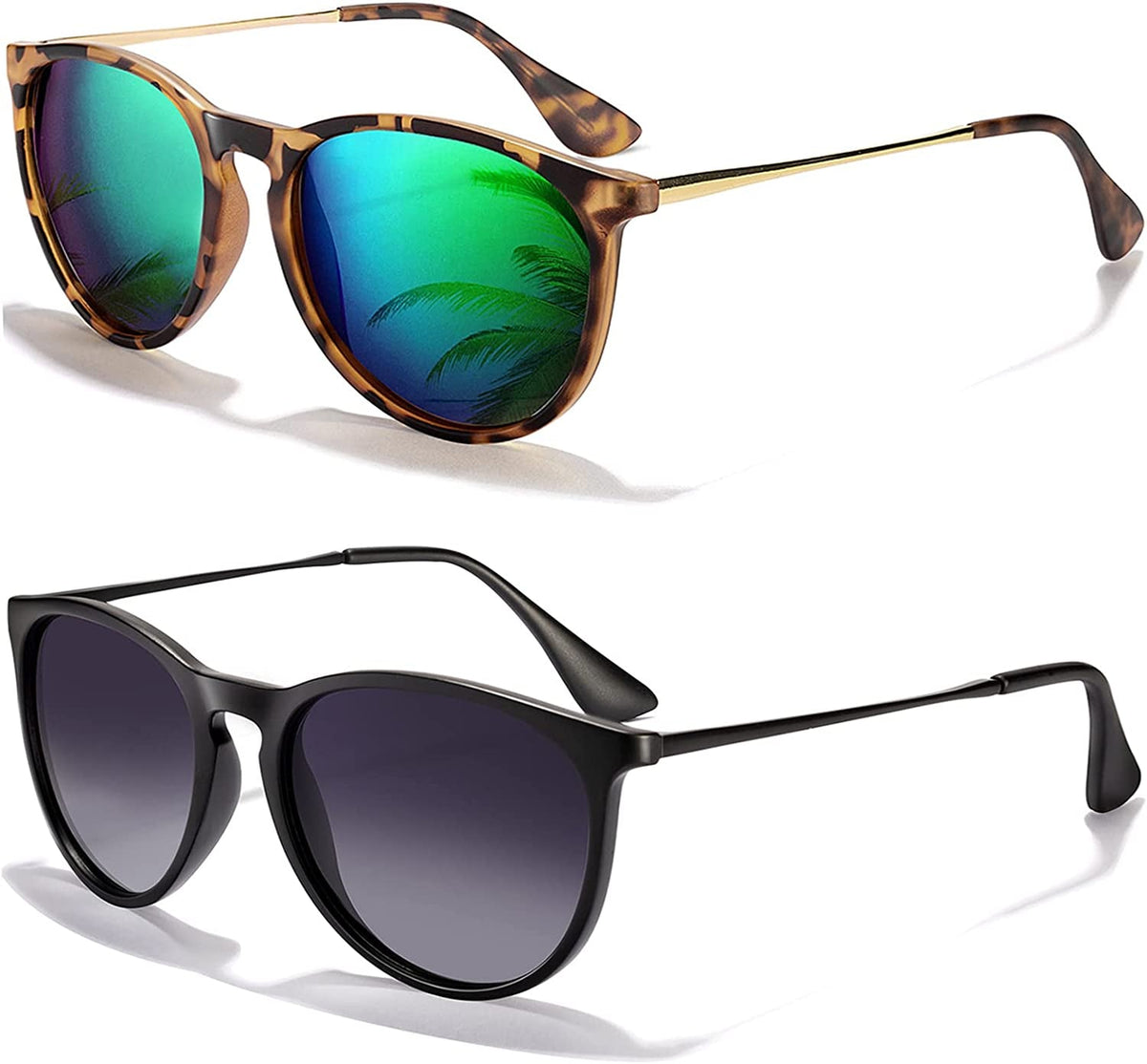 Sunglasses Womens Men Polarized UV Protection Trendy Vintage Retro Round Mirrored Lens Sunglasses For Women
