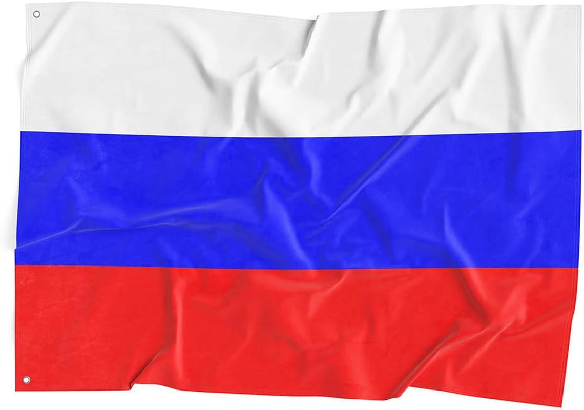 Russian Flag Russia National Flag Polyester Fiber 3X5 Feet Flag, Bright Colors and Anti-Ultraviolet Fade Flag Indoor Outdoor Banner