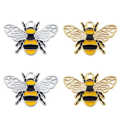 20pcs Enamel Bee Animal Pendant Alloy Charms For Women Bracelet Making Accessory Handmade DIY Findings 17*26mm