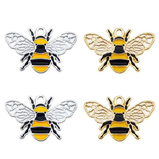 20pcs Enamel Bee Animal Pendant Alloy Charms For Women Bracelet Making Accessory Handmade DIY Findings 17*26mm