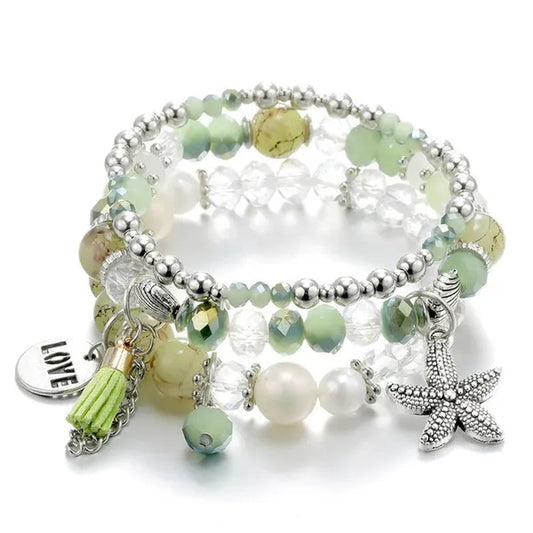 RAVIMOUR 3pcs Set Crystal Bracelets for Women Vintage Star Love Bracelet Female Jewelry Tassel Stone Charms Wristband Gift 2018