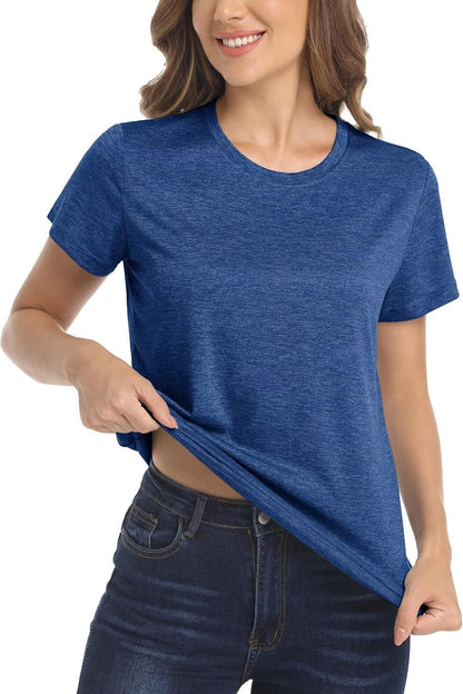 Women'S Short Sleeve Quick Dry T-Shirts Wicking Moisture Workout Athletic Running Shirts